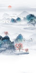 新中式水墨石纹岩板玄关背景