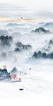 新中式水墨石纹岩板玄关背景
