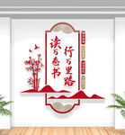竖版图书馆标语文化墙