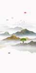 新中式石纹水墨山水玄关背景