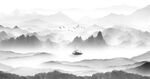 新中式水墨山水背景墙