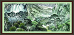 瀑布山水画 