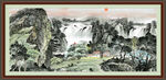 瀑布风景画 