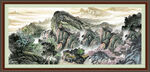 瀑布山水画 