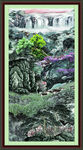瀑布山水画 