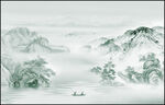 新中式水墨山水画