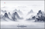 中国风水墨意境山水风景背景
