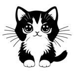 可爱卡通宠物猫咪矢量剪影