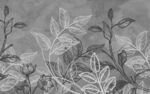 复古线描树枝植物叶子背景墙