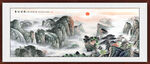 泰山客厅山水国画泰山日出 