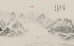 新中式壁画山水画电视背景墙