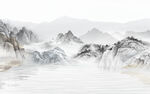 新中式石纹水墨山水背景