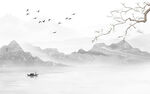 新中式水墨石纹山水背景