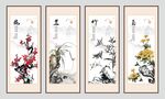 梅兰竹菊挂画