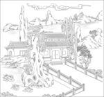 白描古建图