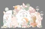 小白兔周岁背景素材
