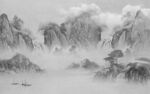 人气 灰色山水墙画 TIf分层