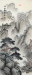 迎客松玄关山水画