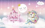 粉色城堡儿童房背景墙