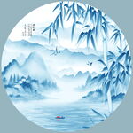 圆形山水画