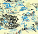 山水画  扎染花  水墨画