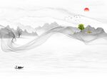 现代抽象烟雾线条山水