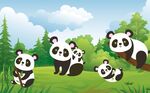 竹林熊猫壁画