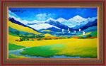 雪山风景油画