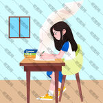 学习卡通女孩