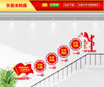红色物业楼梯文化墙