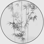 圆形水墨竹子玄关画
