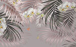 复古热带棕榈树艺术墙纸背景墙