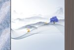 新中式石纹水墨山水