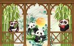 北欧手绘儿童房背景墙