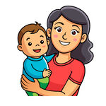 矢量人物抱着孩子的妈妈