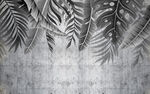 清新热带植物叶子背景墙壁画