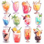橙汁果汁果茶奶茶插画