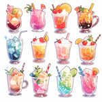橙汁果汁果茶饮品插画