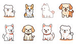 各种卡通狗狗扁平化手绘矢量图