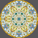 高清分层圆形教堂玻璃打印图