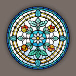 教堂蒂凡尼彩晶玻璃圆形贴膜图案