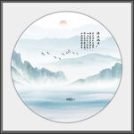 圆形新中式水墨画