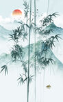 水墨竹子山水背景