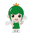 卡通绿色小公主女孩