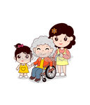 卡通尊老爱幼矢量插图