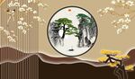 新中式迎客松背景墙
