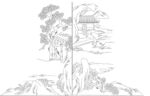  白描假山 