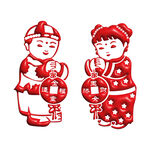 膨胀风金童玉女立体贴纸图案设计