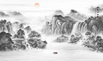 简约山水画背景墙