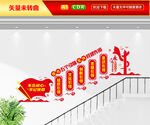 五个引领楼梯文化墙